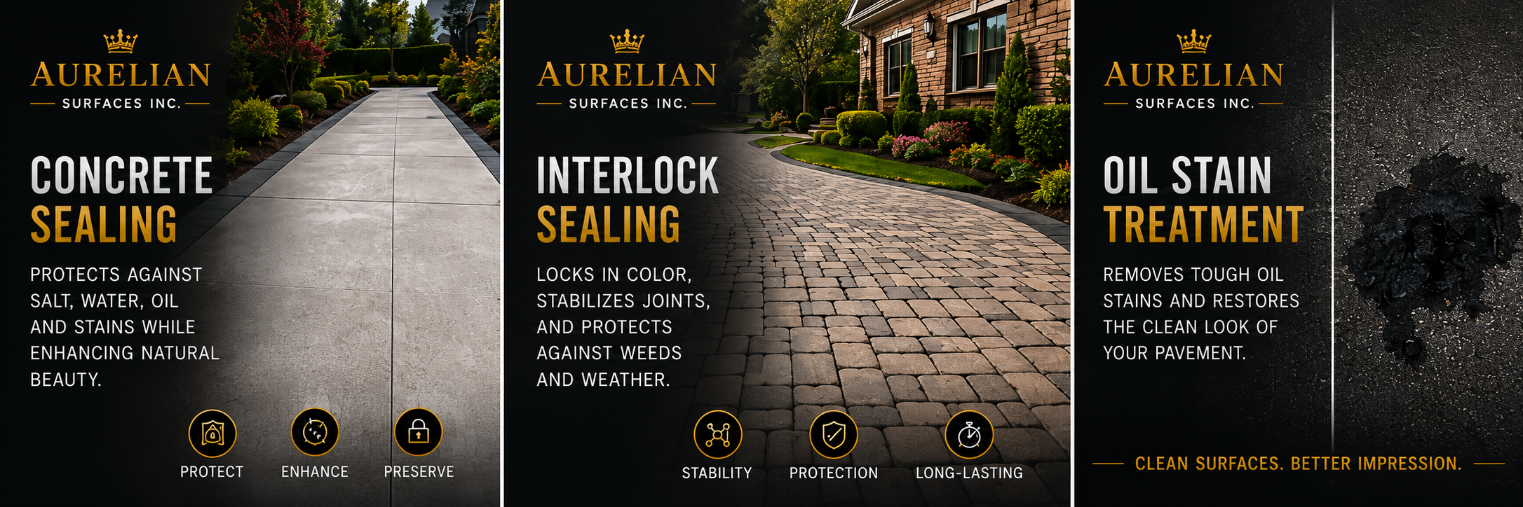 Aurelian Surfaces: concrete sealing, interlock sealing, and oil stain treatment